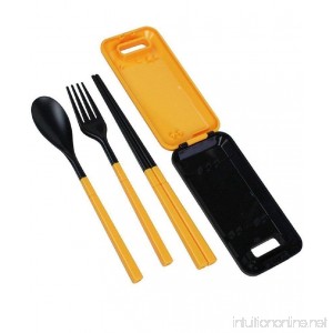 Modu Creative Environmental Portable Folding Outdoor Travel Flatware Fork Spoon Chopsticks Three-piece Set by Box Case (Orange) - B01KG7AAPQ